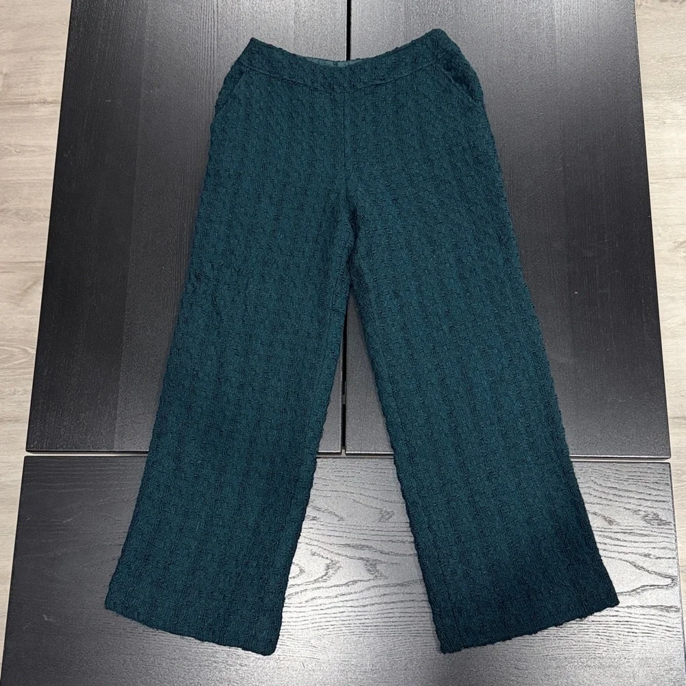 Chanel Green Tweed Silk Lined Trousers Pants - 40